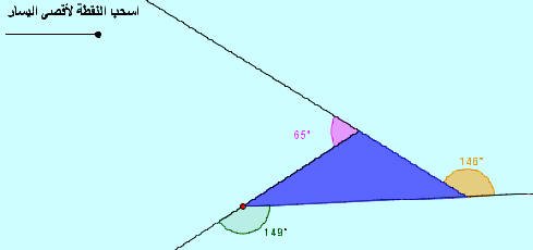 مجموع قياس زوايا المثلث يساوي